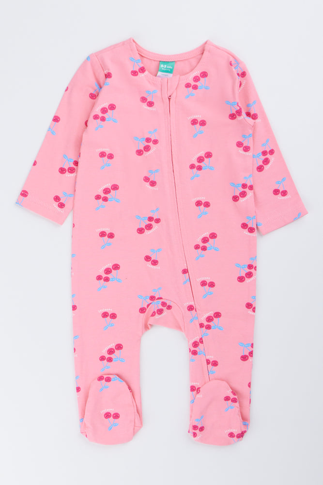 Pink Cherry Print Babygrow