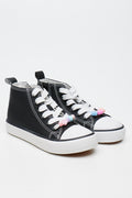 Black Beaded High Top Sneakers