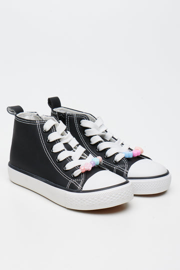 Black Beaded High Top Sneakers