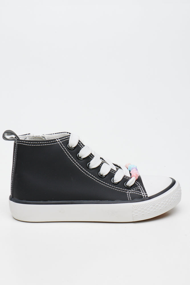 Black Beaded High Top Sneakers (1)