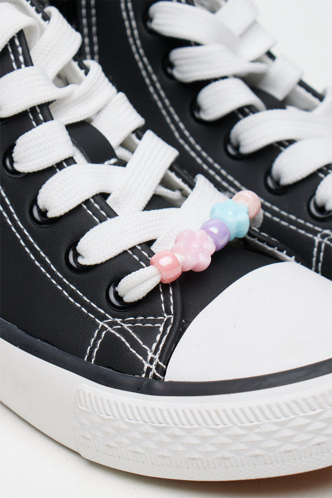 Black Beaded High Top Sneakers (2)
