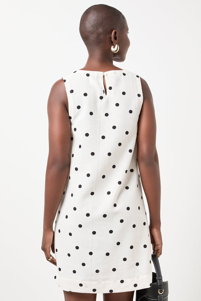 Polka Dot Linen Look Shift Dress (2)