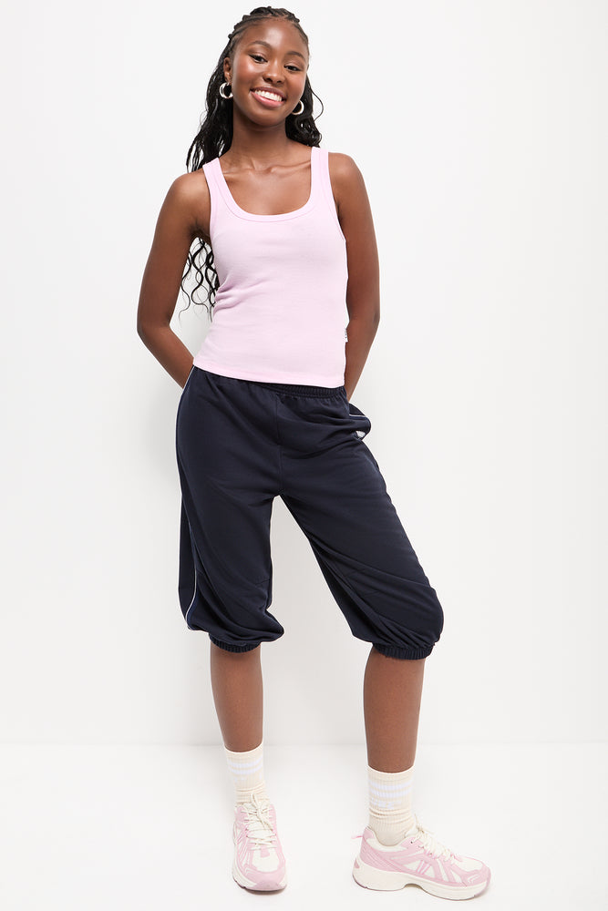 Pink Ribbed Strappy Vest