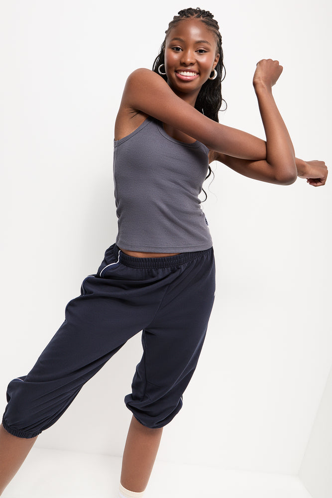 Charcoal Ribbed Strappy Vest