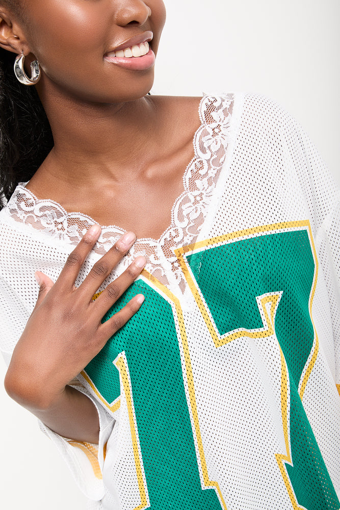 White Lace Detail Cropped Soccer Tee (3)
