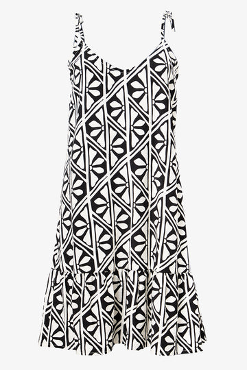Black & White Geometric Tiered Dress