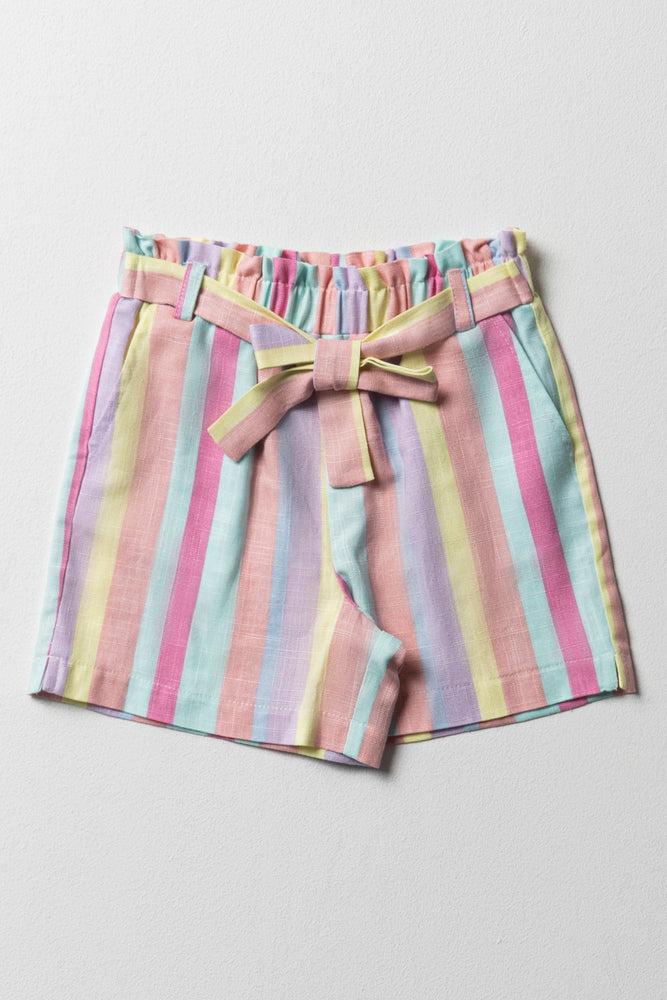 Striped Paperbag Waist Shorts