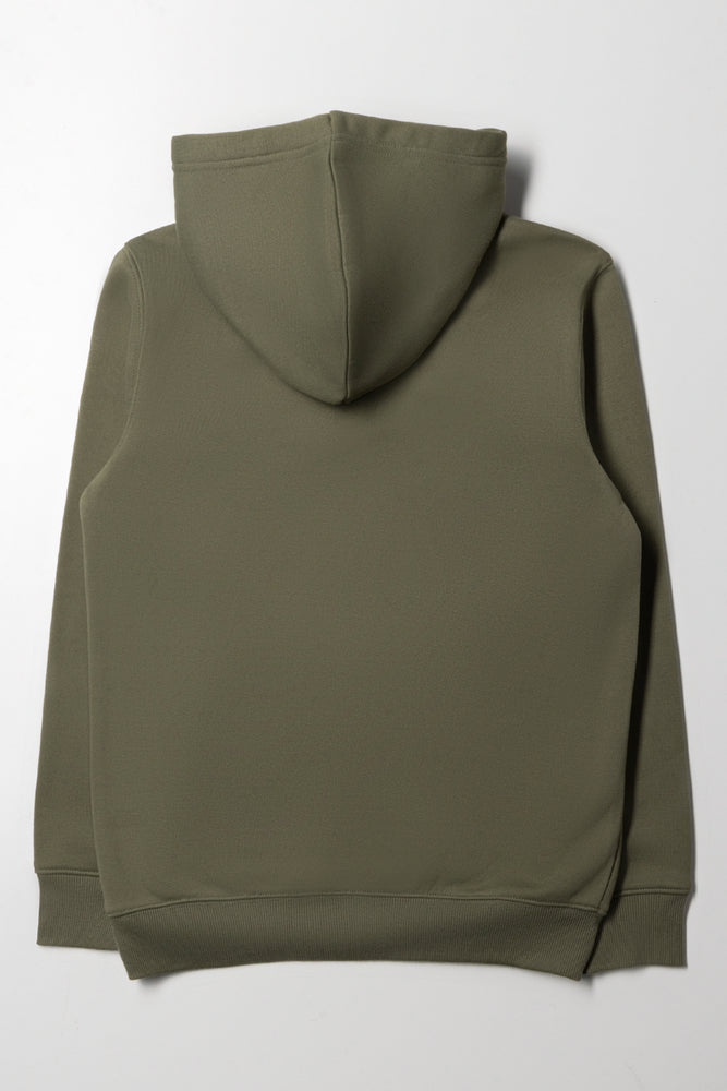 Olive Green Regular Fit Hoodie (2)