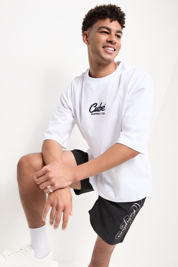 White Boxy Fit Graphic T-Shirt