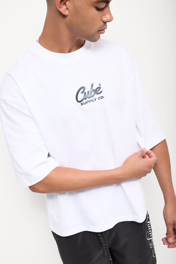 White Boxy Fit Graphic T-Shirt (3)