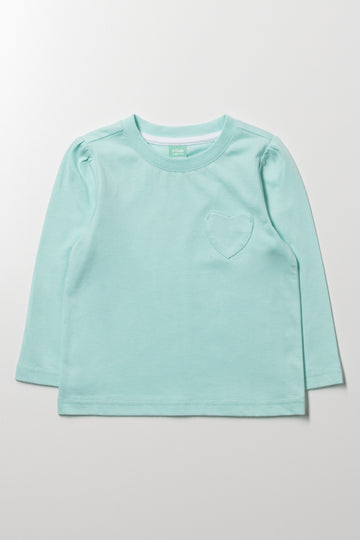 Mint Long Sleeve Heart T-Shirt