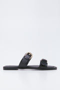Black Double Buckle Mule Sandals (1)