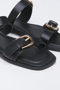 Black Double Buckle Mule Sandals (2)