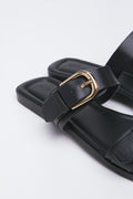 Black Double Buckle Mule Sandals (3)