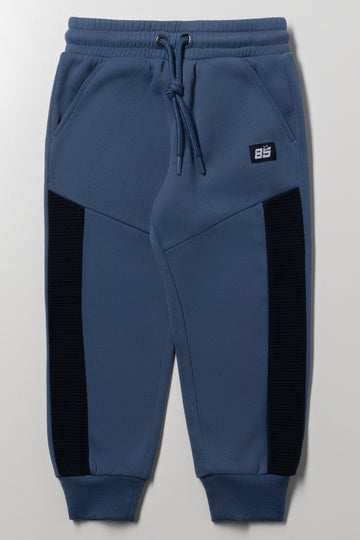 Textured Inset Trackpants Blue