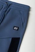 Textured Inset Trackpants Blue (1)
