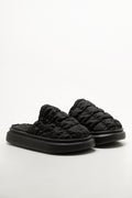 Charcoal Quilted Open Back Slippers