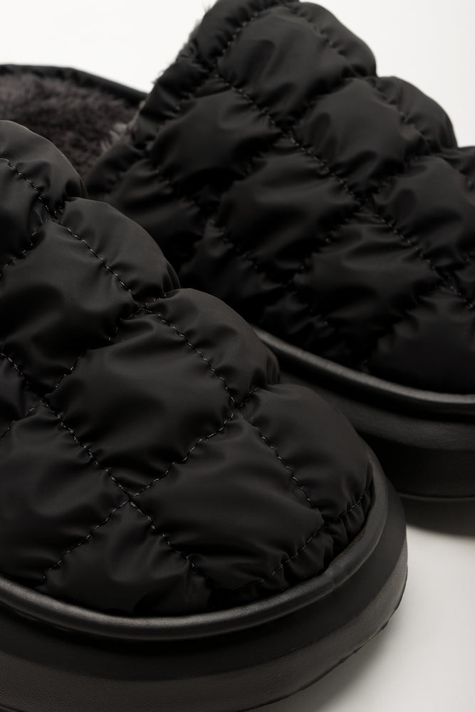 Charcoal Quilted Open Back Slippers (2)