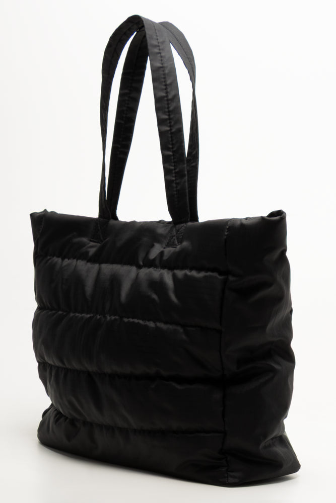 Black Quilted Padded Shopper Bag (1)
