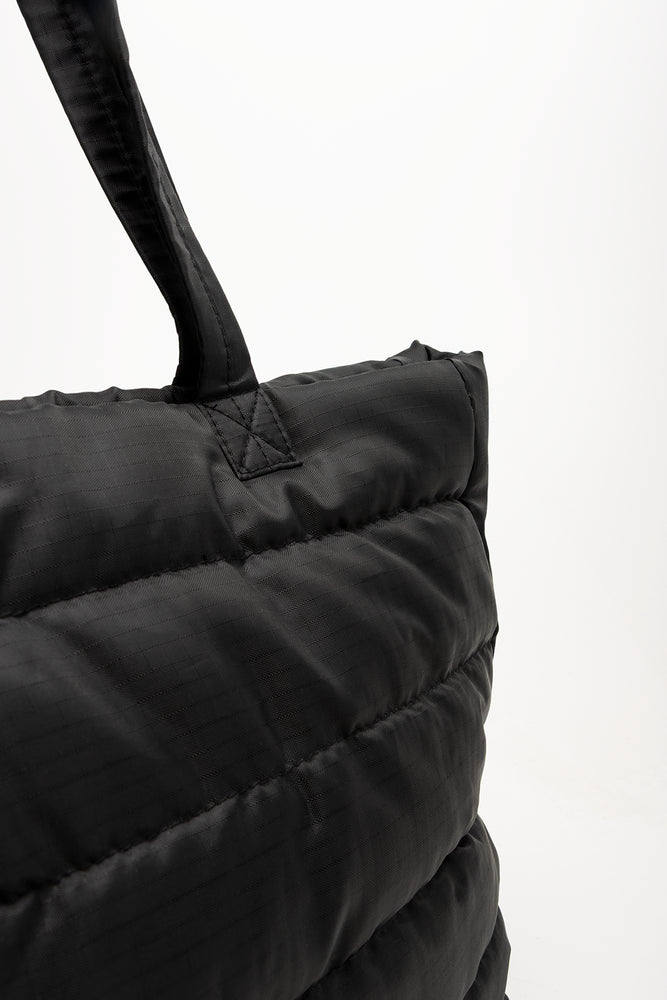 Black Quilted Padded Shopper Bag (3)