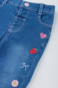 Blue Embroidered Skinny Denim Jeans (1)
