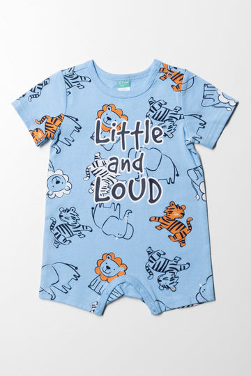 Blue Animal Print Romper