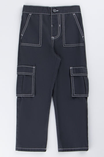 Charcoal Cargo Twill Pants