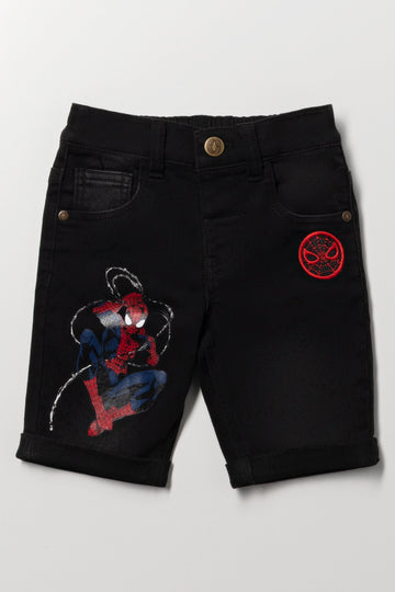 Black Spider-Man Denim Shorts