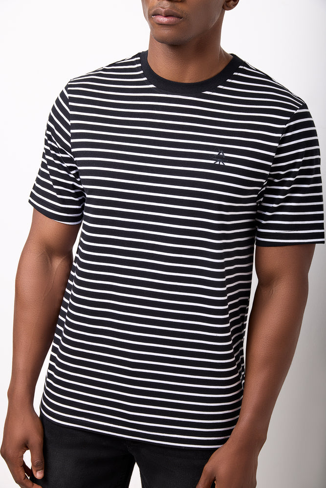 Black & White Regular Fit Stripe T-Shirt (3)