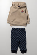 Stone Hooded Checkerboard Tracksuit Set