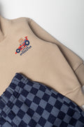 Stone Hooded Checkerboard Tracksuit Set (1)