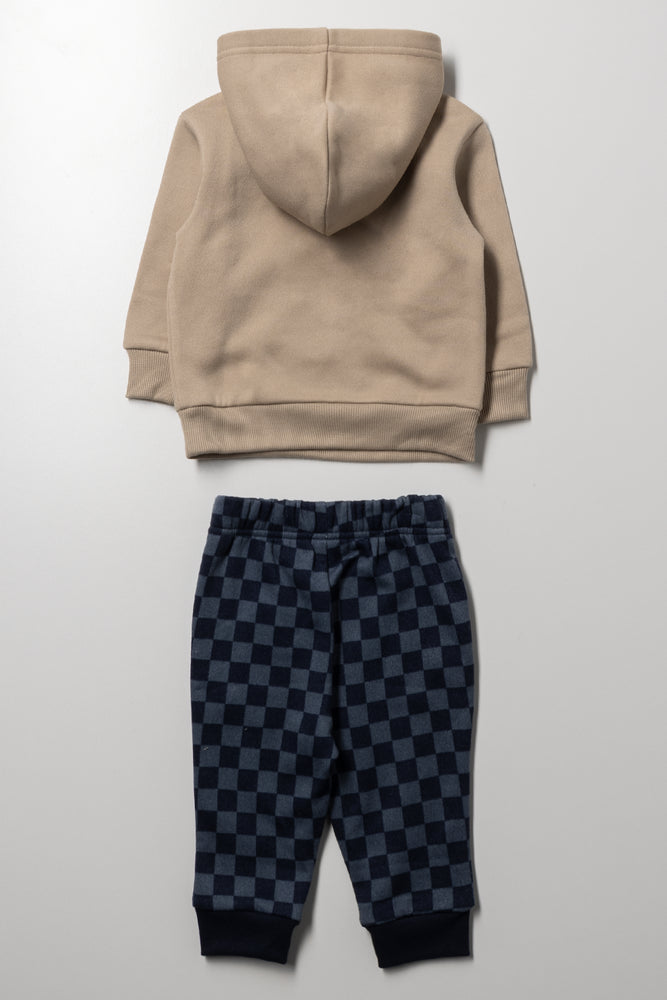 Stone Hooded Checkerboard Tracksuit Set (2)