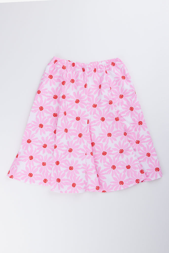 Pink Floral Midi Skirt