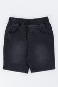 Black Denim Pull On Shorts