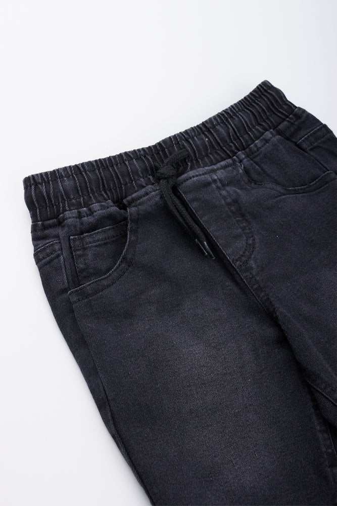 Black Denim Pull On Shorts (1)