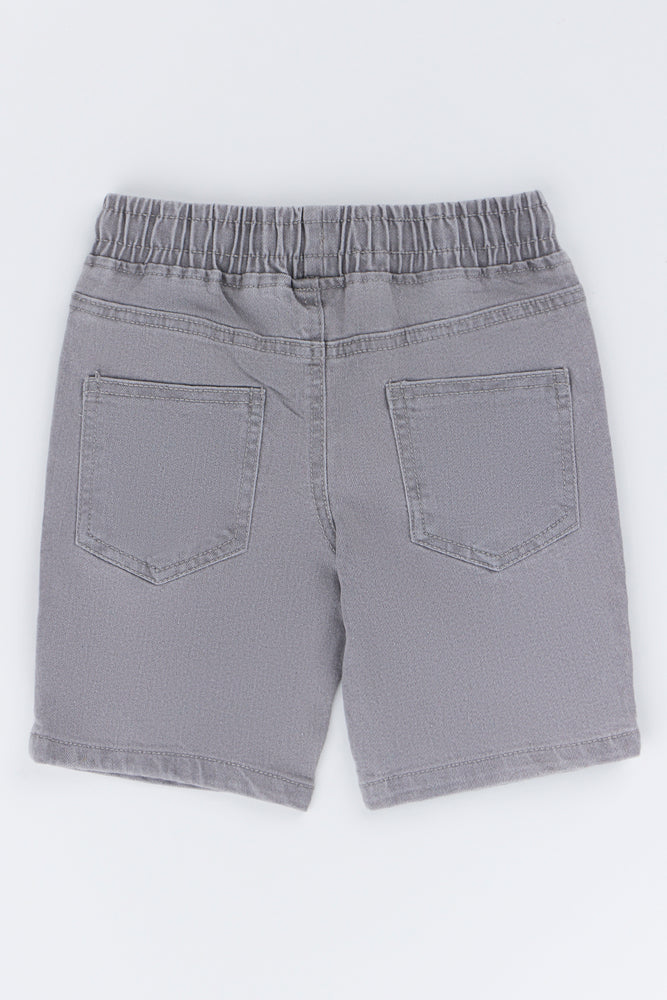 Grey Denim Pull On Shorts (1)