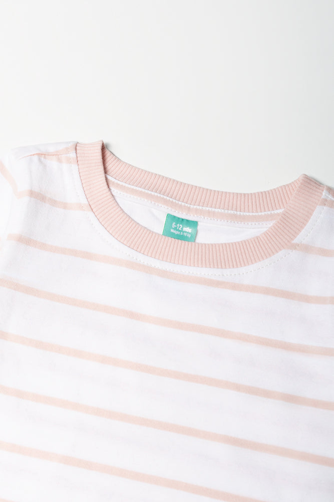 Pink & White Striped T-Shirt (1)