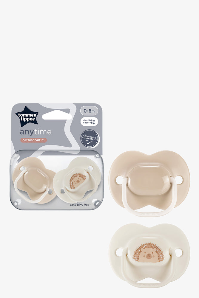 Tommee Tippee Anytime Orthodontic Soother 2 Pack 0 6 Months