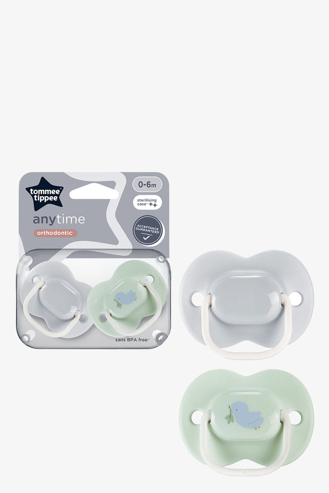 Tommee Tippee Anytime Orthodontic Soother 2 Pack 0 6 Months (2)