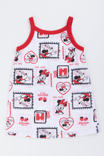 White Minnie Mouse Print Dress