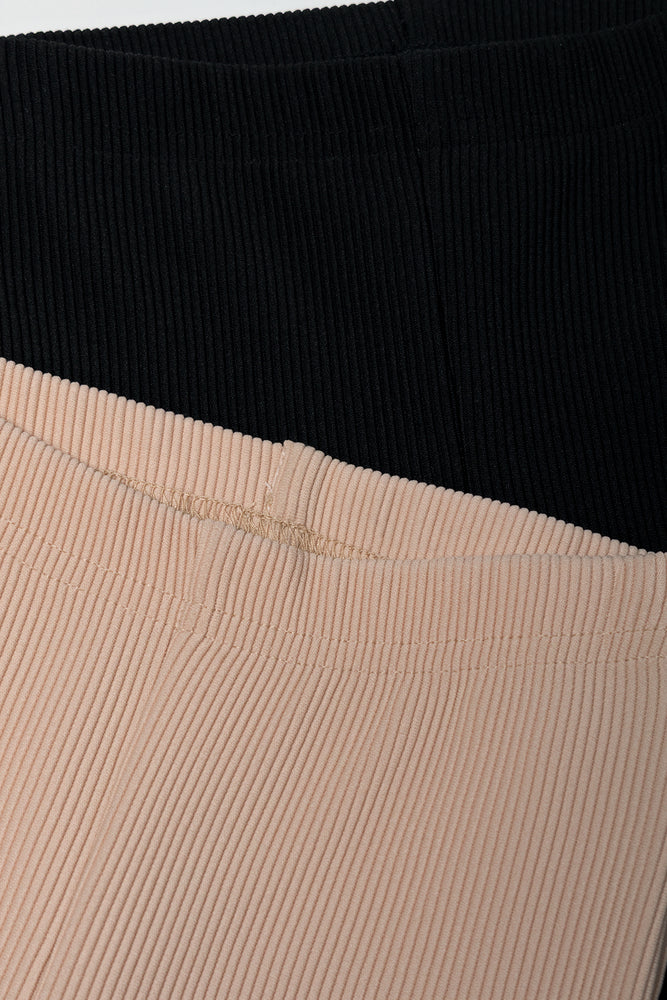 2 Pack Stone & Black Flare Leggings (1)