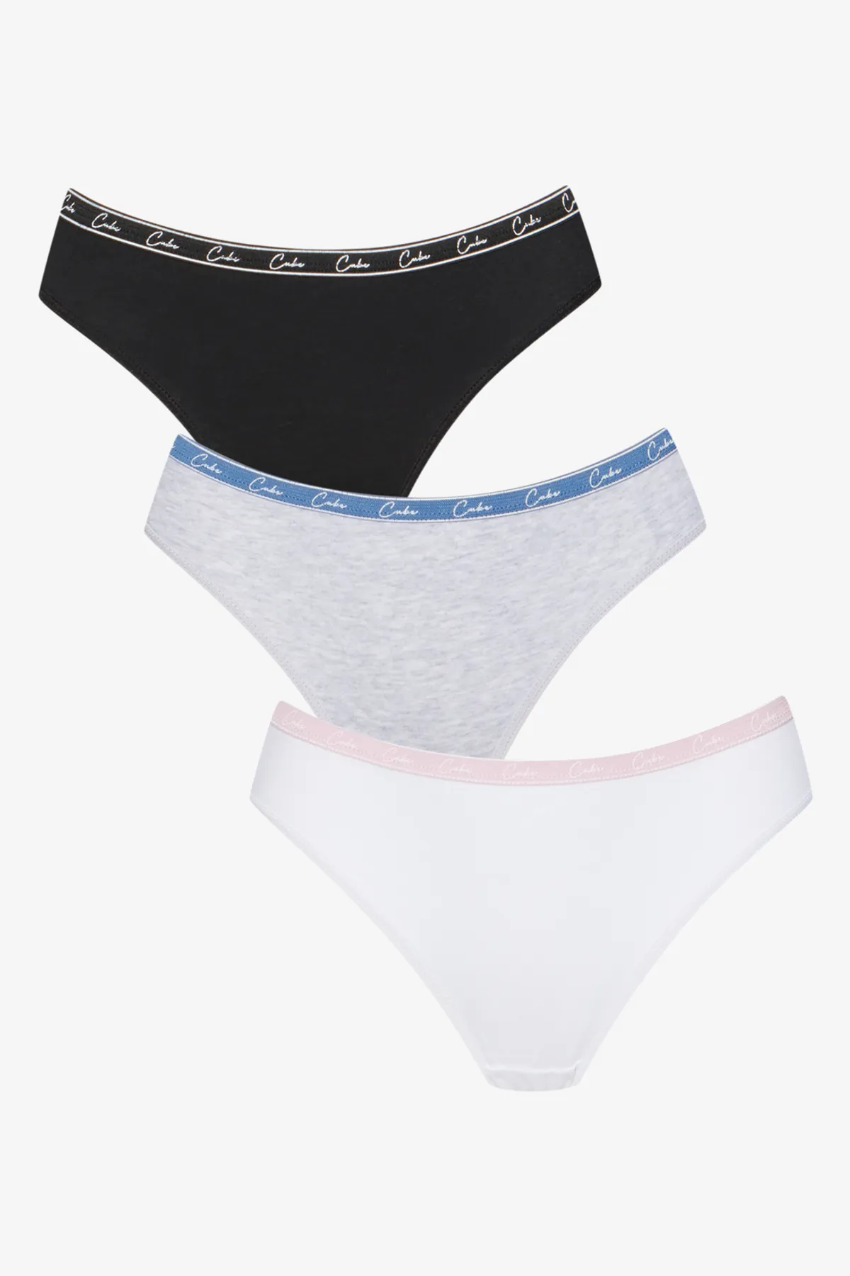 3 Pack bikini panties white, grey & black - TEEN GIRLS Underwear