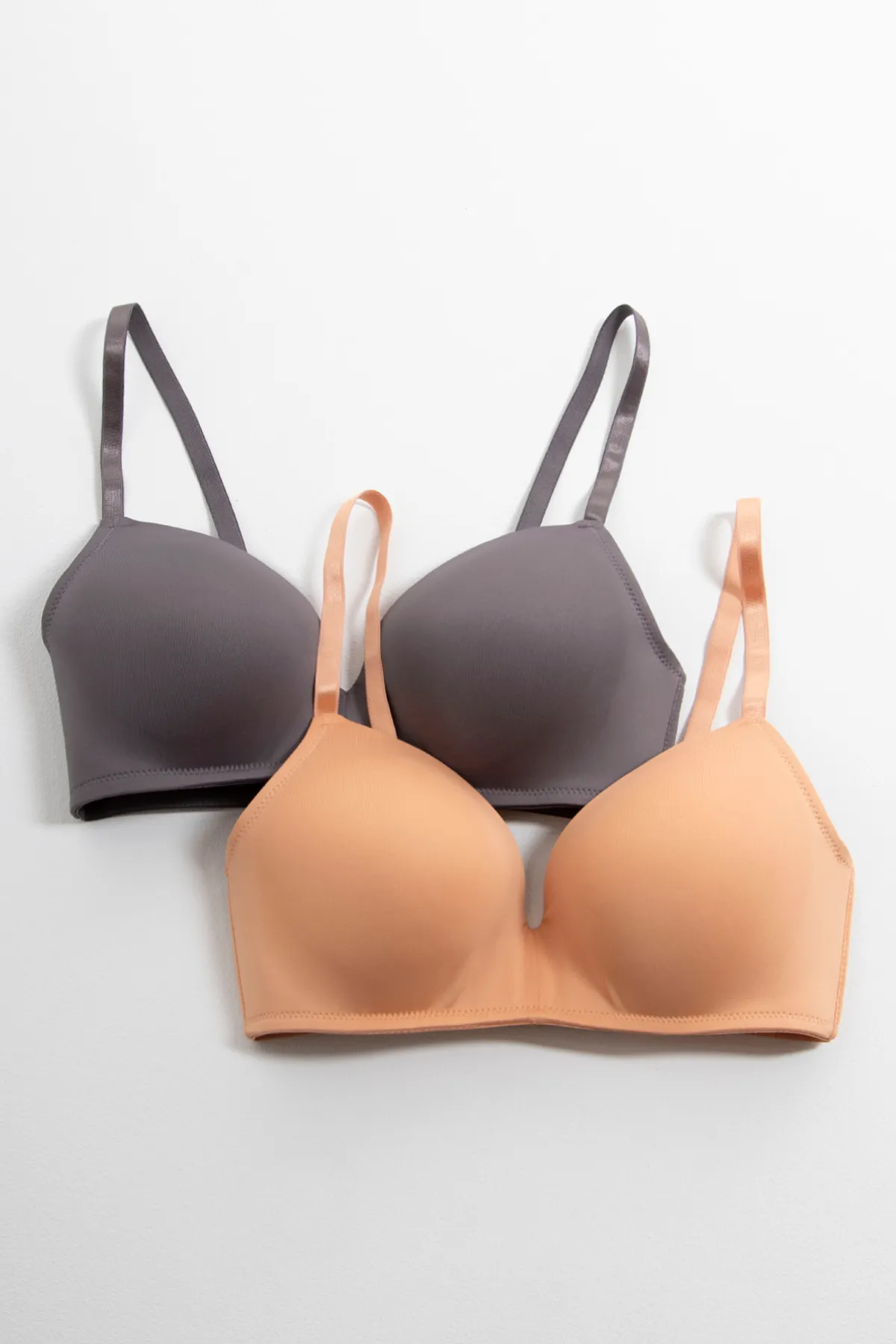 2 Pack padded wirefree bras peach & grey - WOMEN's Bras